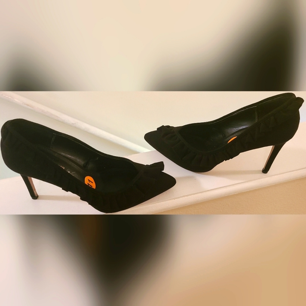 BCBGeneration Suede Pointed Toe Heel with Ruffle